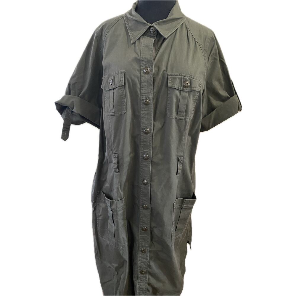Lane Bryant Dress Army Green Dress - Size 20 - Picture 2 of 7